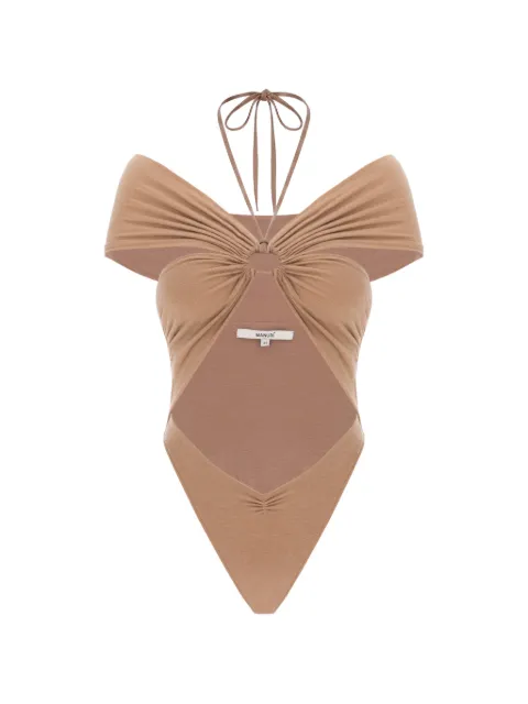MANURÍ Eleni cut-out off-shoulder bodysuit Neutrals MRSS24BD9CH022