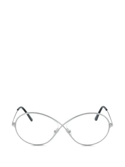 TOM FORD oval-frame glasses Silver FT5517018