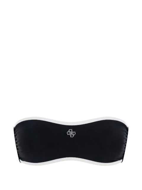 GUESS USA contrast-trim logo-plaque bikini top Black E6GJ31MC04R