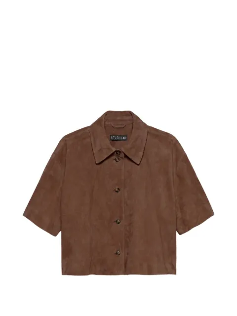 Studio Ar Eveline short-sleeved suede jacket Brown 005L26101801