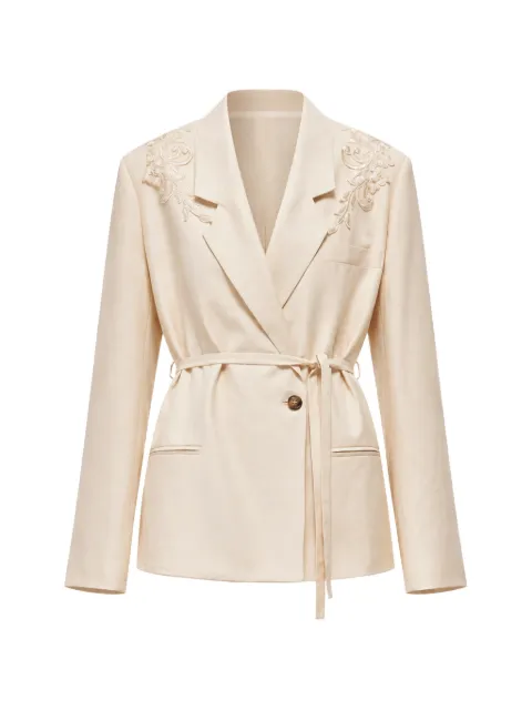Blugirl lace-embellished belted blazer Neutrals RA6091T8823