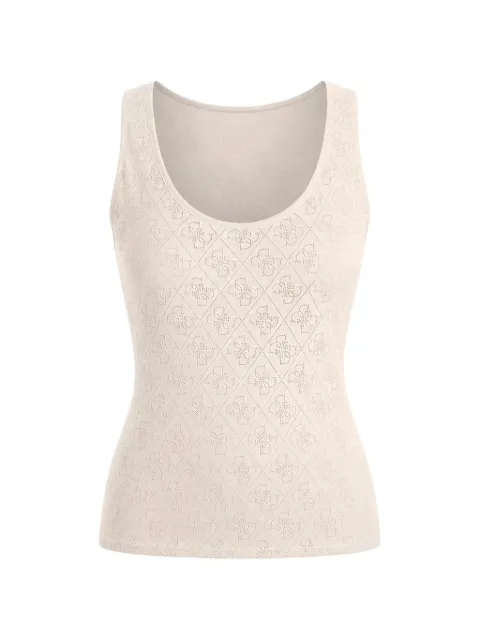 GUESS USA rhinestone-embellished logo-print top Neutrals W6GP10K2932