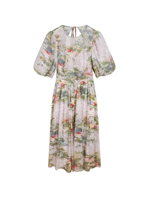 Ted Baker Jonora floral-print puff-sleeved dress White 284168