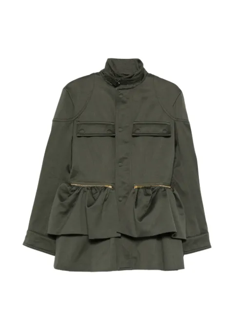 Carven Esperanto ruffled-detailing zip-fastening coat Green 6261K21162