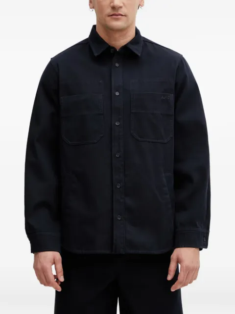 A.P.C. Noah logo-embroidered chest-pockets shirt jacket Blue COHNZM32027