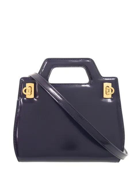 Ferragamo Pre-Owned 2000-2026 Mini Brushed Calfskin Wanda Top Handle Bag satchel Blue NUXMNZ0NL4561SB2