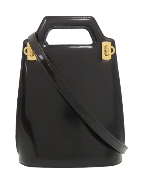 Ferragamo Pre-Owned 2000-2026 Mini Brushed Calfskin Gancini North South Wanda Top Handle Bag satchel Black B178ON66B35A0BN6