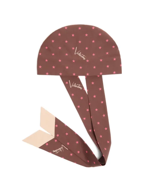 Valentino Garavani Stelline e Firma starry silk and cotton headband Brown WHI008JXB