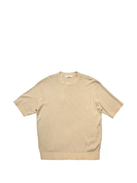 SELECTED Mattis ribbed-knit T-shirt Neutrals 16100066
