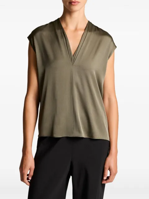 Vince pleated V-neck top Green V027013193