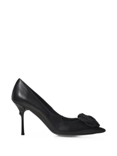 Roger Vivier Rose Vivier flower-embellished leather pumps Black RVW80743560VNVB999