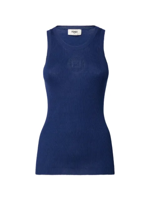 FENDI ribbed-knit FF-motif top Blue FZXF34AYBX