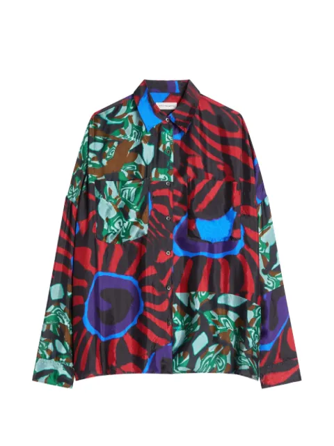 DRIES VAN NOTEN viscose cocoon shirt Red 2621307024001