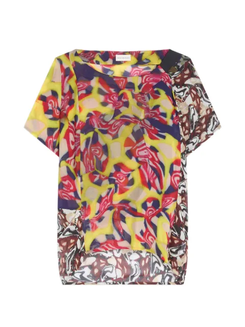 DRIES VAN NOTEN abstract-print draped top Yellow 2621307074002