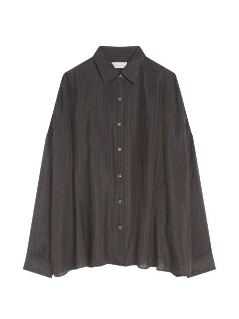 DRIES VAN NOTEN cupro cocoon shirt Black 2621307014284