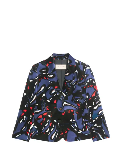 DRIES VAN NOTEN cropped velvet blazer Blue 2621304004295