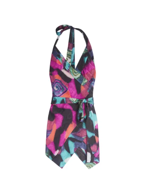 DRIES VAN NOTEN halterneck moiré top Black 2621307064025