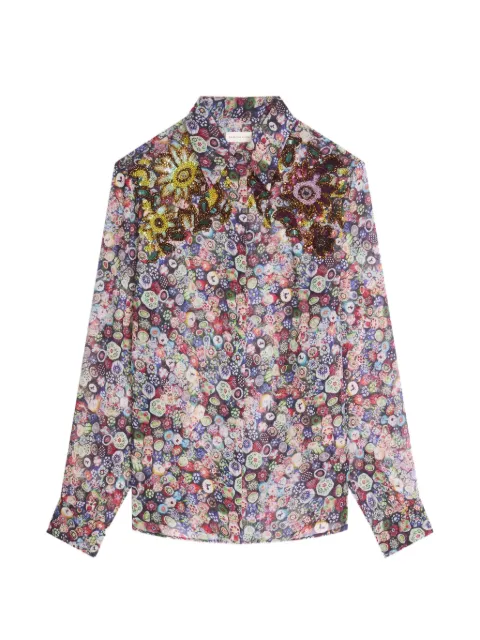 DRIES VAN NOTEN embroidered viscose shirt Blue 2621307164005