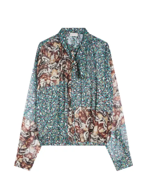 DRIES VAN NOTEN abstract-print silk blouse Blue 2621307054079