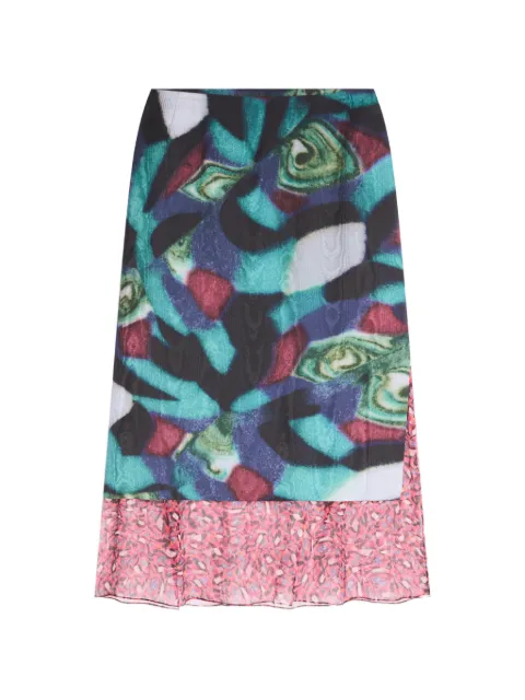 DRIES VAN NOTEN layered moiré skirt Black 2621308024025