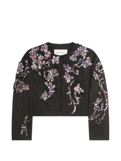 DRIES VAN NOTEN embroidered moiré jacket Black 2621305084024