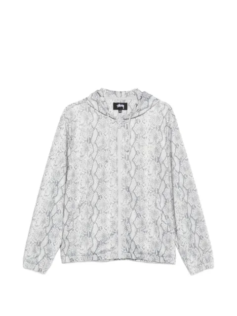 Stüssy snake-print zip-up hoodie White 1140391