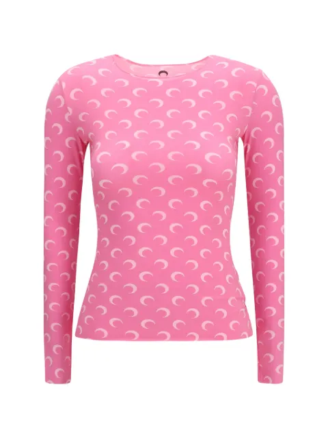 Marine Serre moon-print long-sleeve top Pink WTS006ACJER0001