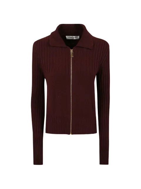 Victoria Beckham ribbed-knit zip-up cardigan Red 1326KJU007313A
