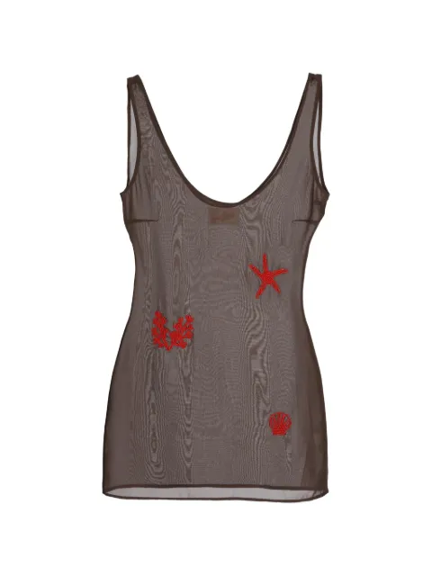 MC2 Saint Barth bead-embellished mesh mini dress Brown RAYA