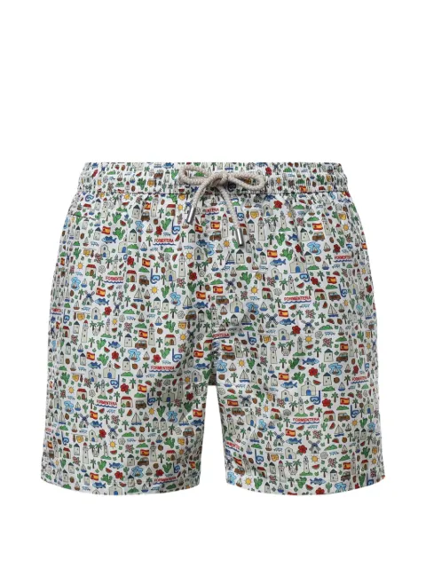 MC2 Saint Barth graphic-print drawstring swim shorts White LIG0003