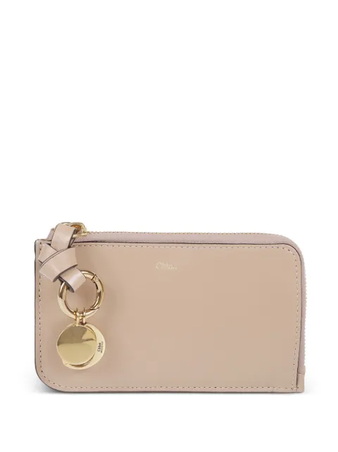 Chloé Alphabet logo-charm zipped leather card holder Neutrals CHC25SP535O16
