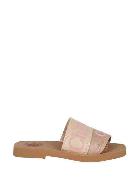 Chloé Woody logo-embroidered sandals Neutrals CHC23U188EF