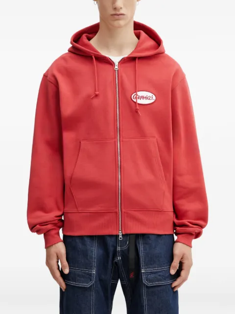 Gramicci logo-patch zip-up hoodie Red G6SUJ120