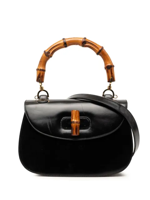 Gucci Pre-Owned 20th Century Calfskin Bamboo Night satchel Black VE29TRG2D0H4LNNO