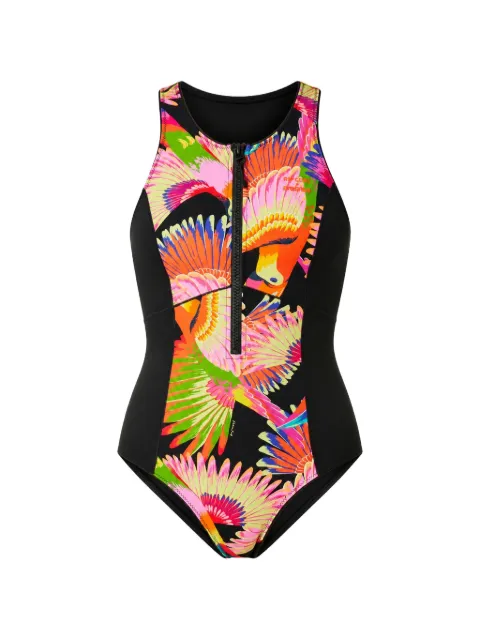 Rip Curl Mirage toucan-print front-zip swimsuit Black 0XOWSW