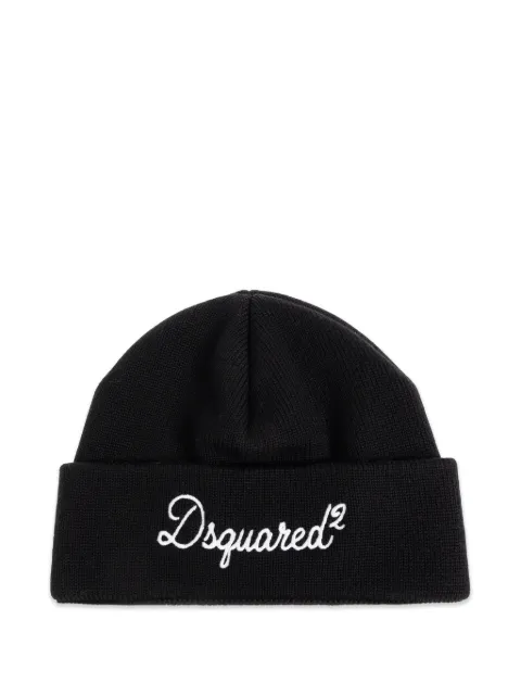 DSQUARED2 logo-embroidered beanie hat Black KNM021601W00001