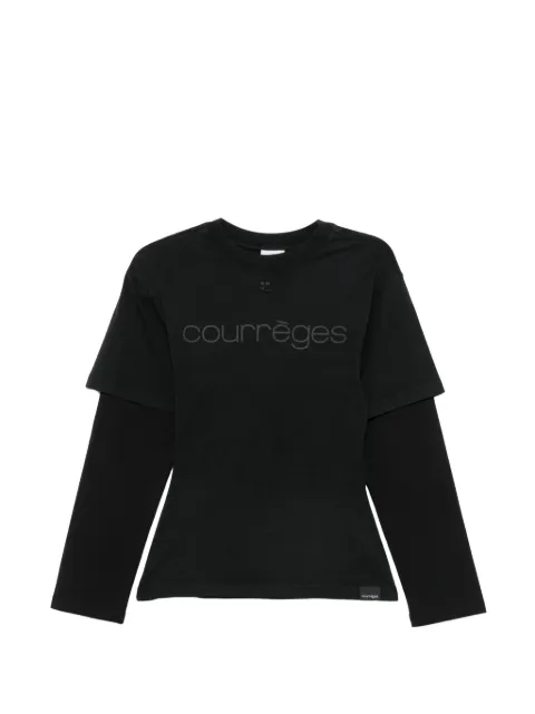 Courrèges logo-embroidered layered T-shirt Grey 326JTS275JS