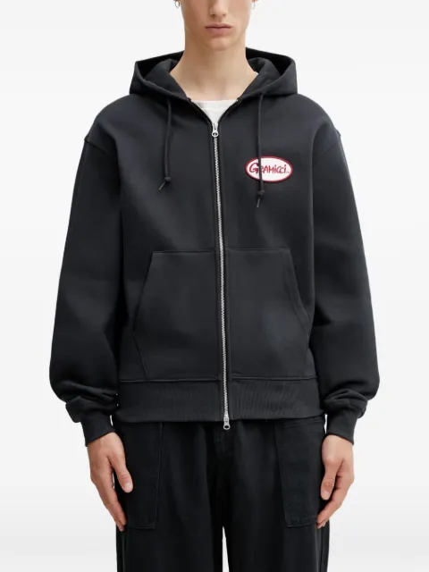 Gramicci logo-patch zip-up hoodie Black G6SUJ120