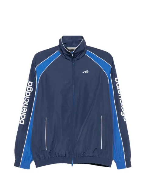 Balenciaga logo-print panelled jacket Blue A0029GTPQ38