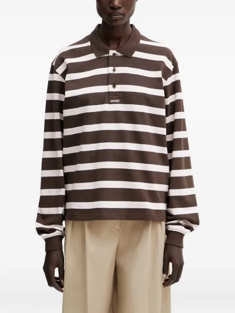 WRSTBHVR Seth horizontal-stripe long-sleeve polo top Brown W6026TT3491