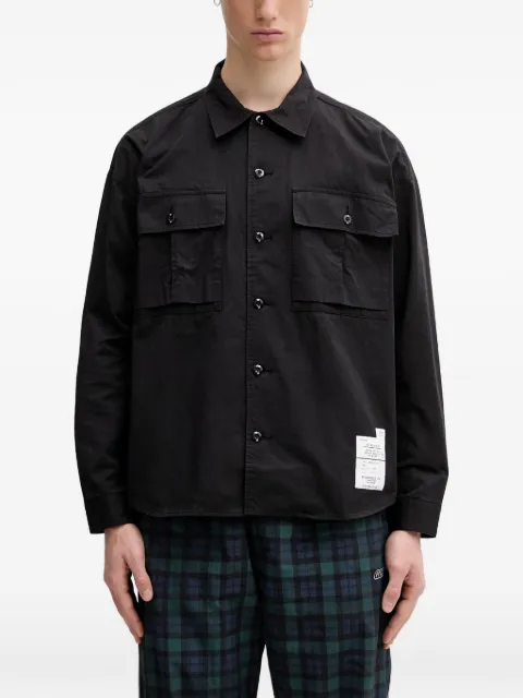 Neighborhood logo-patch flap-pocket shirt Black 261AQNHSHM05