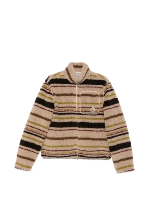 Moncler Teddy striped teddy-texture cardigan Neutrals L20918G0003589BG9