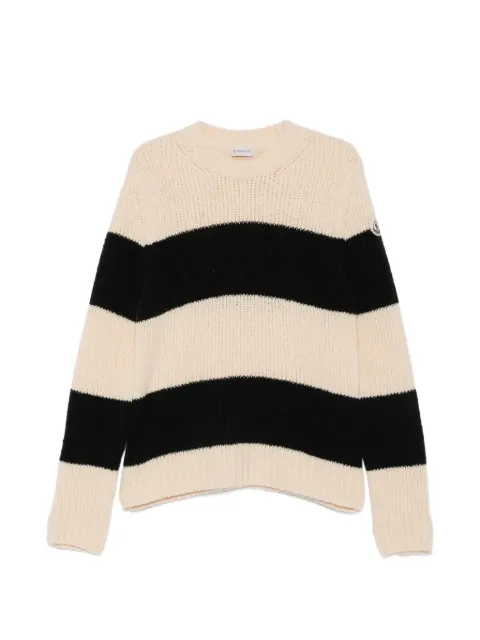 Moncler bouclé-knit striped sweater Neutrals L20919C00029M7773