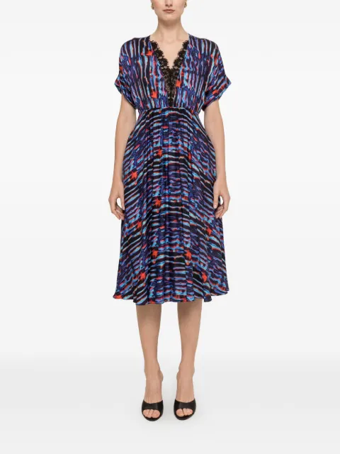 NISSA printed viscose midi dress Blue RZ17038