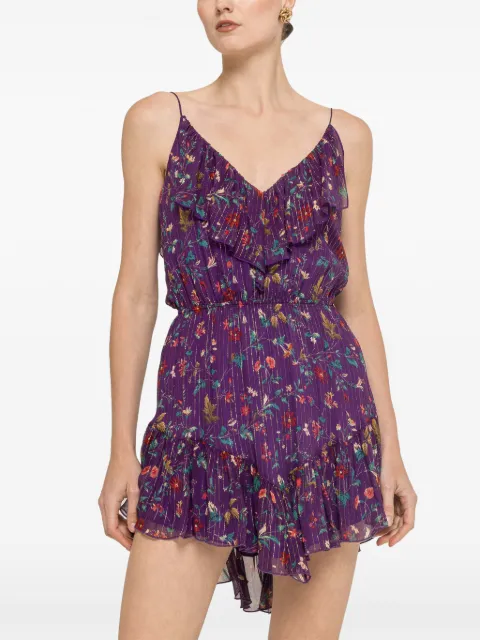 NISSA floral-print silk mini dress Purple RZ17067