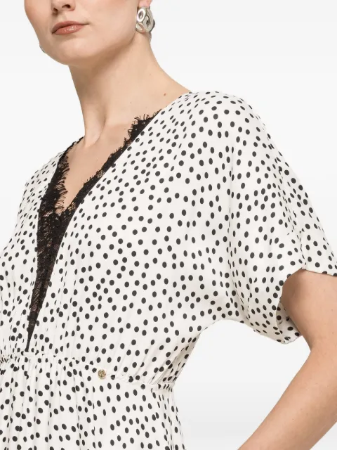 NISSA polka-dot viscose midi dress White RZ17037