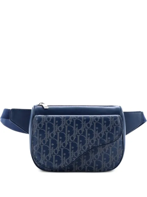 Christian Dior Pre-Owned World Tour Saddle Oblique Galaxy Leather belt bag Blue T80LQMEG8J0H8Y9K