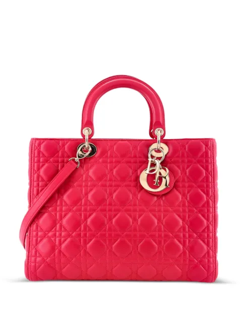 Christian Dior Pre-Owned Lady Dior Bag Cannage Quilt Lambskin Large tote bag Pink D22AGUSXKMCLE9OZ