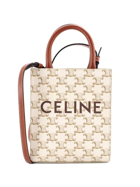 Celine Pre-Owned Vertical Cabas Tote Triomphe Coated Canvas Mini satchel Brown C9WJ9P55MW6RCEE2
