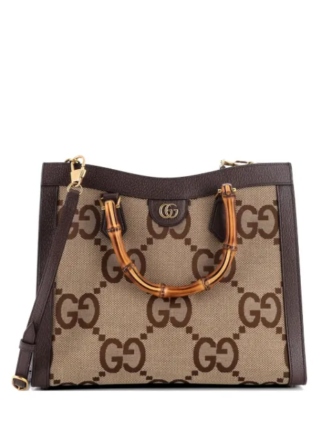 Gucci Pre-Owned Diana NM Bamboo Handle Jumbo GG Canvas Medium tote bag Brown OR6IDDVSM1RS81YM